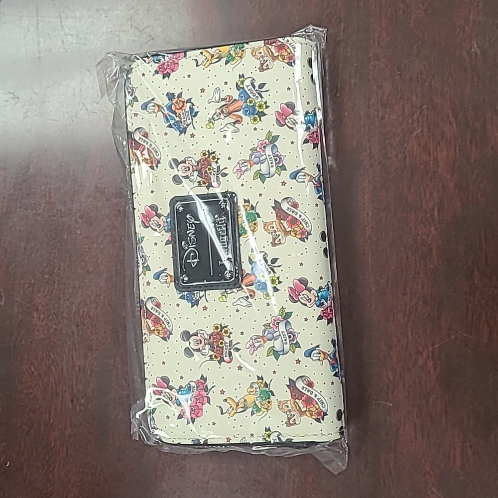 NWT Loungefly Disney Mickey & Friends Tattoo AOP Zip Around Wallet - Picture 2 of 5
